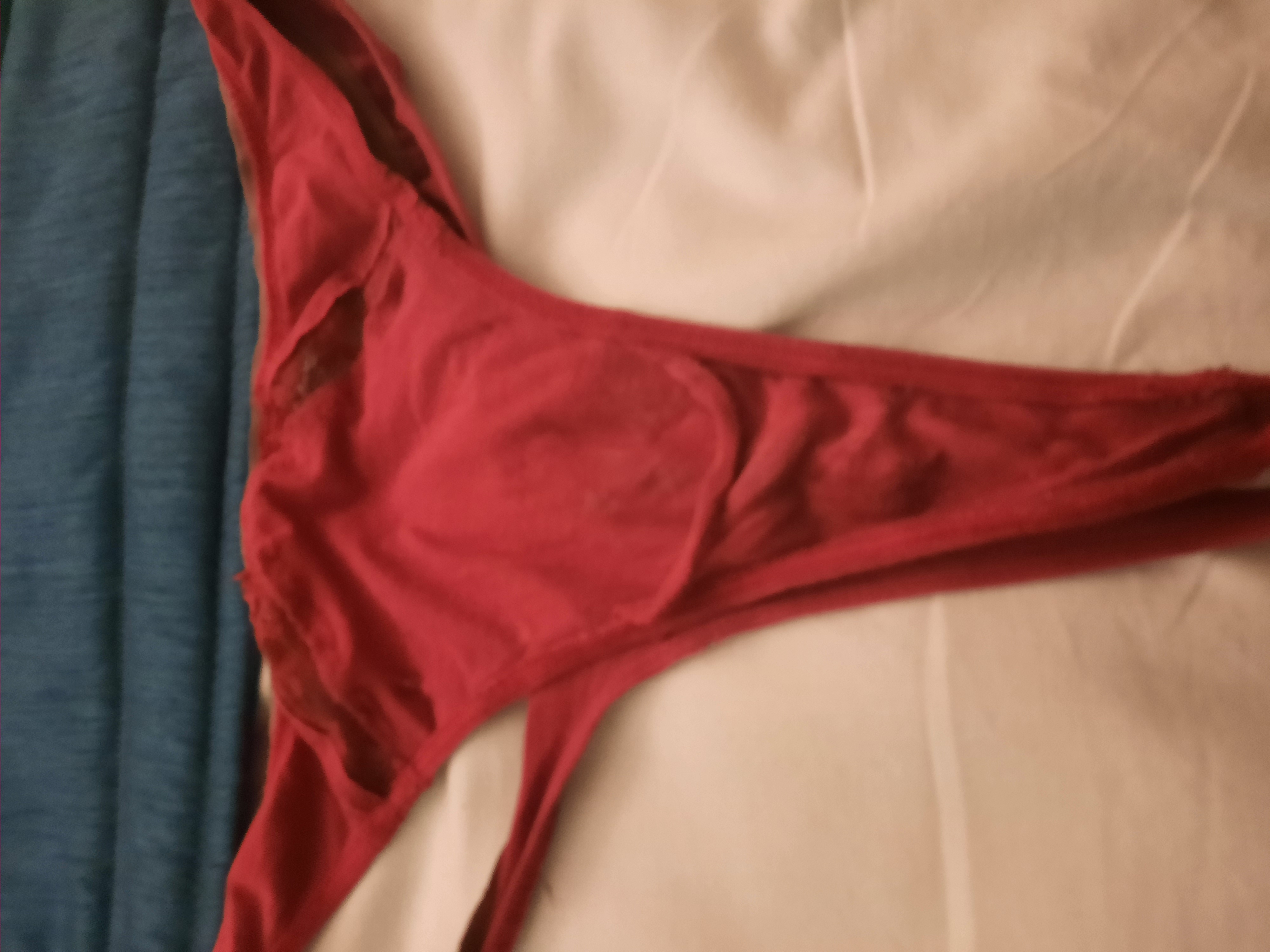 Worn used sexy thong red